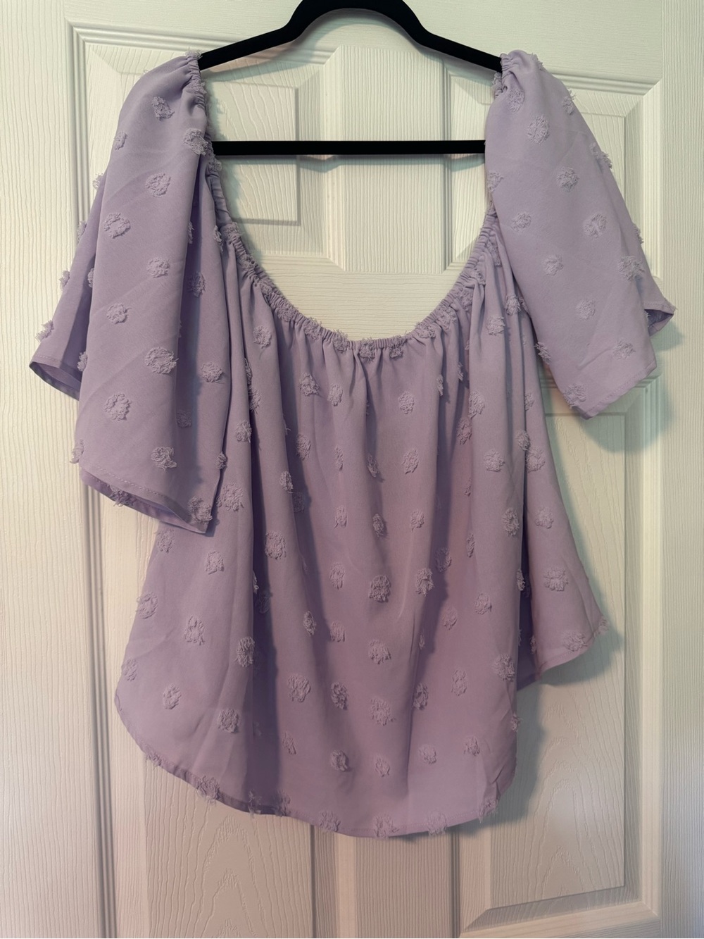 Bluetime Lavender Off-Shoulder Puff Sleeve Blouse